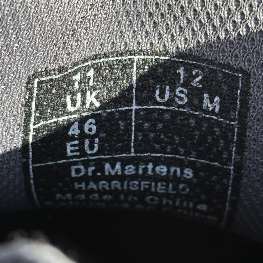 Dr. Martens Harrisfield Boots Mens Size 12 Black Leather Work Combat Cushioned - Picture 4 of 6